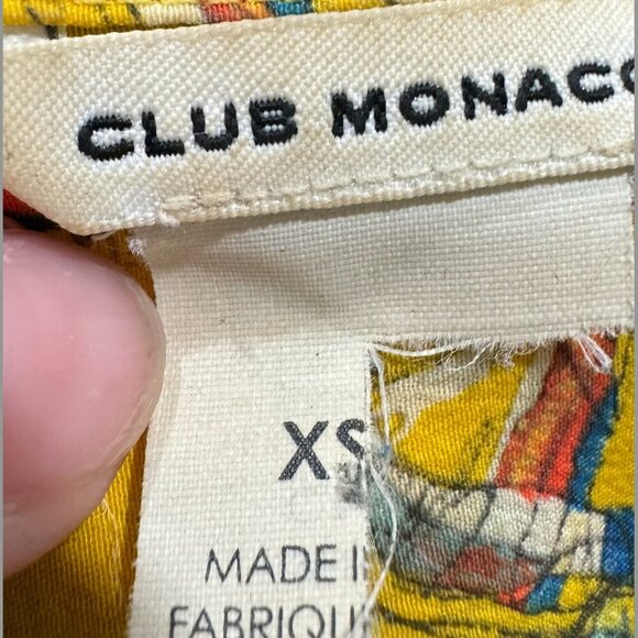 Club Monaco - Silk Patterned Yellow Blouse XS - Picture 4 of 4